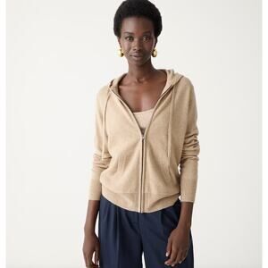 J.Crew Cashmere Full Zip Sweater Hoodie Pockets Lounge Heather Stone Small